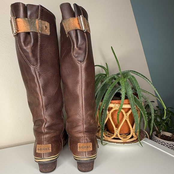 Sorel Slimpack Tall Duck Boots Brown Leather Waterproof Riding Boot 8.5 NL2007 - Picture 4 of 15